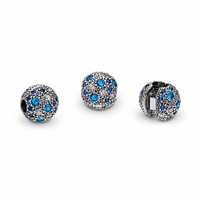 Pandora Cosmic Stars Charm - Sterling Silver/Blue/Mixed Stones/Cubic Zirconia - Canada | TJ5845LP